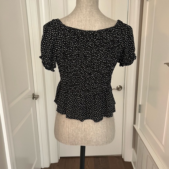 LA HEARTS Pac Sun Black & White Short Sleeve Floral Crop Top Size Small - Picture 4 of 10